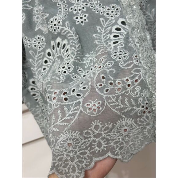 NWOT POL "See You at the Horse Range" Relaxed Fit Lace Eyelet Tunic Button Up L - Picture 5 of 12